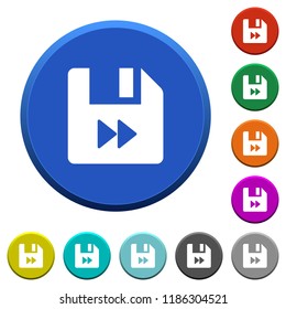 File fast forward round color beveled buttons with smooth surfaces and flat white icons