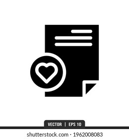 File Favorite Silhouette icon vector, illustration logo template in trendy style. Suitable for many purposes.