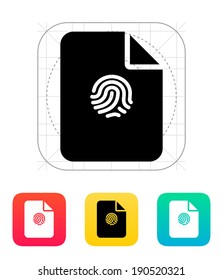 File with fingerprint icon. Vector illustration.