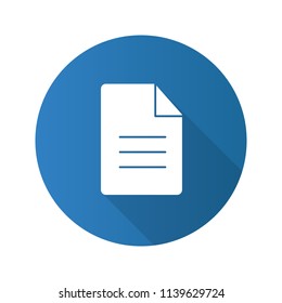 File flat design long shadow glyph icon. Description. Note. Digital document. Information. Vector silhouette illustration