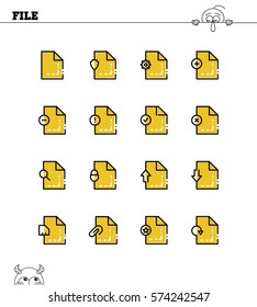 File flat icon set. Collection of high quality outline symbols for web design, mobile app. File vector thin line icons or logo.