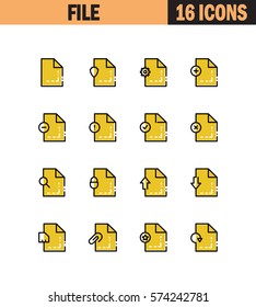 File flat icon set. Collection of high quality outline symbols for web design, mobile app. File vector thin line icons or logo.
