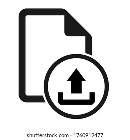 File flat icon with upload symbol isolated on white background. Open document vector illustration