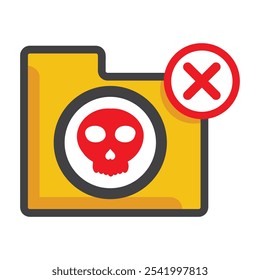 file foldeer with skull icon isolated on white background