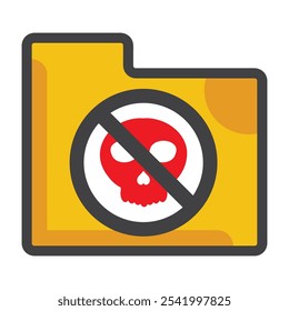 file foldeer with skull icon isolated on white background
