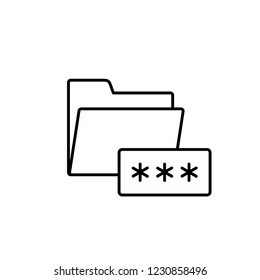 file foldel with password access symbol line black icon