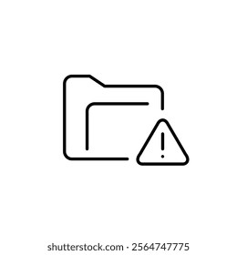 File folder with alert symbol. Exclamation mark in triangle. Urgent alert, immediate attention. Problem in file management. Pixel perfect vector icon