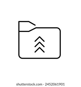 File folder with arrows up. Seamless cloud integration, data transfer and synchronization. Editable vector icon