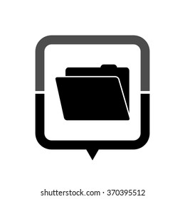 File Folder - black vector icon; map pointer;  message bubble