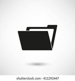 File Folder - black vector icon  with shadow