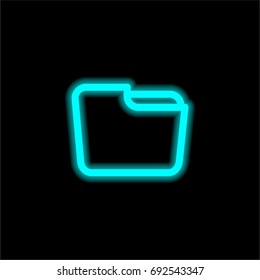 File folder blue glowing neon ui ux icon. Glowing sign logo vector