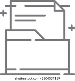 Carpeta de archivos Icono de negocio y oficina con estilo de esquema negro. documento, papel, archivo, página, datos, almacenamiento, doc. Ilustración del vector
