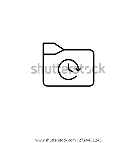 File folder and clock. Scheduled backup, data history. Pixel perfect, editable stroke vector icon