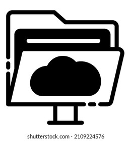 file folder cloud storage file cloud computing network icon illustration black and white 