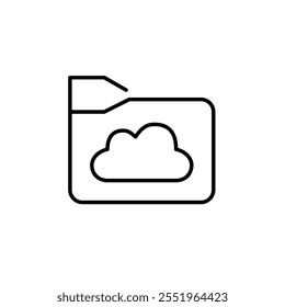 File folder with cloud symbol. Data storage, synchronization and backup. Pixel perfect, editable stroke icon