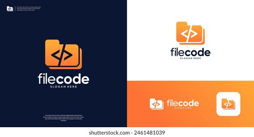 File folder coding icon symbol logo design.