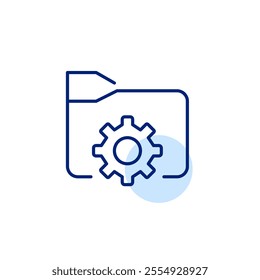File folder and cogwheel. Preferences or system setup files. Pixel perfect vector icon