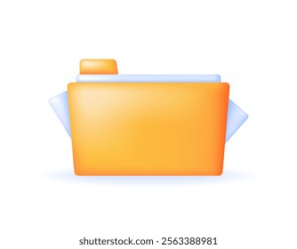 file folder concept. file and archive management. illustration of paper documents inside a folder. icon or symbol. minimalist 3d style design. element