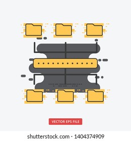 File folder connected hub modern business vector icon