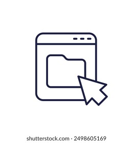 File folder and cursor icon in line style