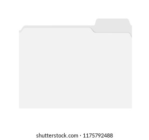 File Folder With Cut Tab Isolated On White Background, Template. Empty Document Case Top View, Mockup