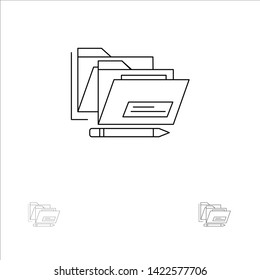 File, Folder, Date, Safe Bold and thin black line icon set