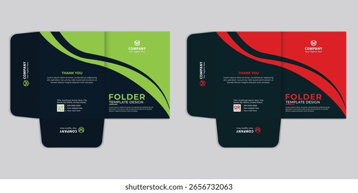 modelo de design de pasta de arquivos com uma aparência moderna e profissional. Ideal para relatórios de negócios, apresentações de empresas, documentos de escritório e marcas de papelaria corporativa elegante.