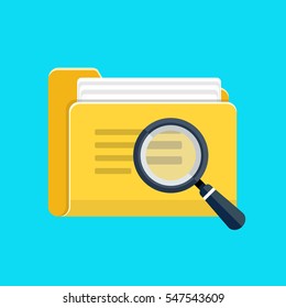 File folder directory and magnifying glass icon