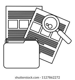 file folder with documents and magnifying glass