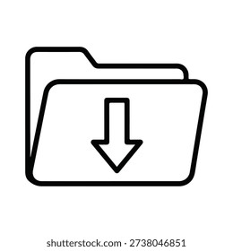File folder with download arrow icon representing data archiving and digital storage retrieval