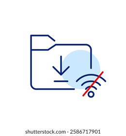 File folder, download arrow and no wi-fi symbol. Pixel perfect, editable stroke vector icon