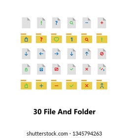 File And Folder Flat Icon Set