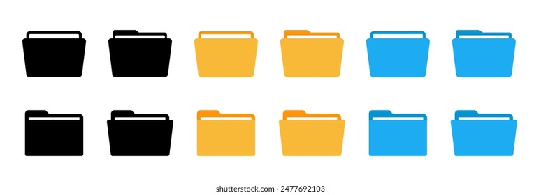 File folder in flat style. Folders icon collection. Office document folder vector symbol. 