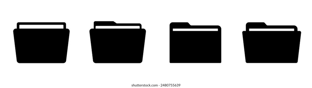 Carpeta de archivos en estilo plano. Colección de iconos Carpetas. Símbolo de Vector de carpeta de documentos de Office. 