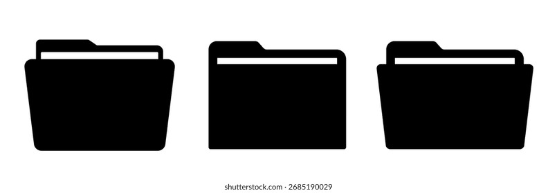 Pasta de arquivos em estilo simples. Coleção de ícones de pastas. Símbolo de vetor de pasta de documentos do Office. 