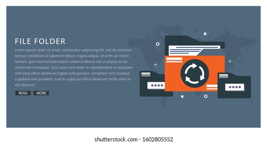 File folder with Flat style icon with gray background