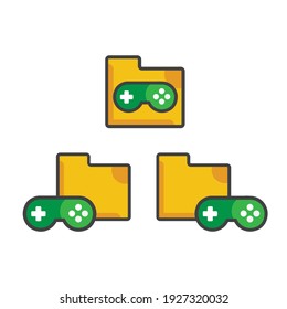 file folder with game icon. file folder illustration. Flat vector icon. can use for, icon design element,ui, web, app.
