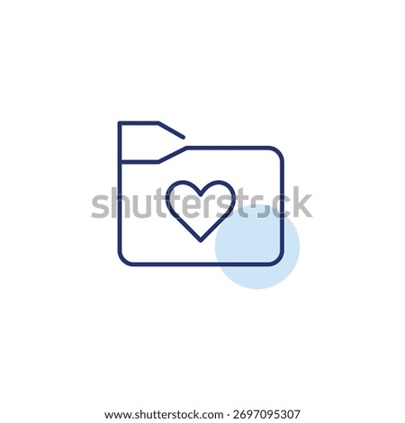 File folder and heart. Add data to favorites, care and protection. Pixel perfect, editable stroke vector icon