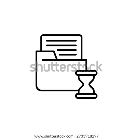 File Folder And Hourglass Outline Icon Representing Document Processing Time