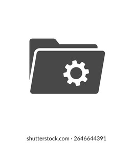 File Folder Icon with Cogwheel Symbol Efficient System Organization Setup