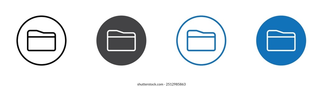 File folder icon flat editable icon mark set.