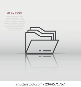 File folder icon in flat style. Documents archive vector illustration on isolated background. Storage business concept.