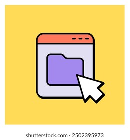 Icono de carpeta de archivo en estilo neo brutalismo