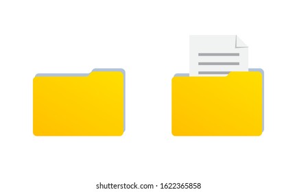 File folder icon with paper document. Vector illustration.