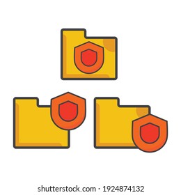 icono de la carpeta de archivos. carpeta de archivos con la ilustración de blindaje de protección. Icono de vector plano. puede utilizarse para, icon design element,ui, web, app.