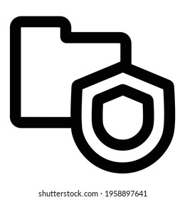file folder icon. file folder with protection shield illustration. Flat vector icon. can use for, icon design element,ui, web, app.