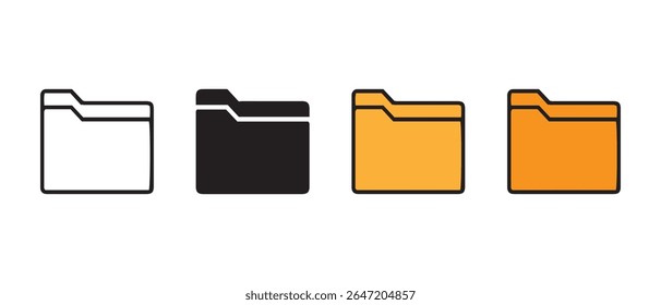 File folder icon set. Different colour files and folders icon isolated on white background. Document directory sign. Set of flat icons folder for your web site, app and ui design. Vector illustration.
