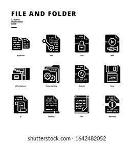 File and Folder icon set for digital media and printing media.