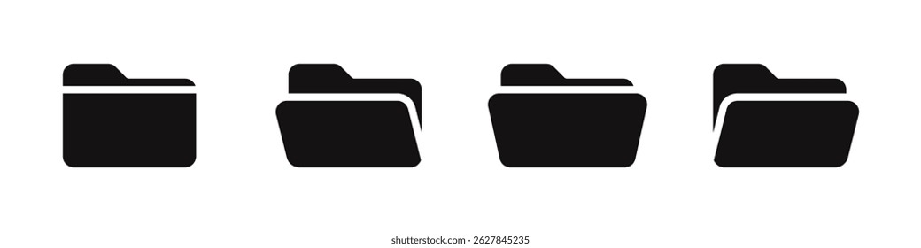 File folder icon set. Document binder symbol collection. Vector illustration.