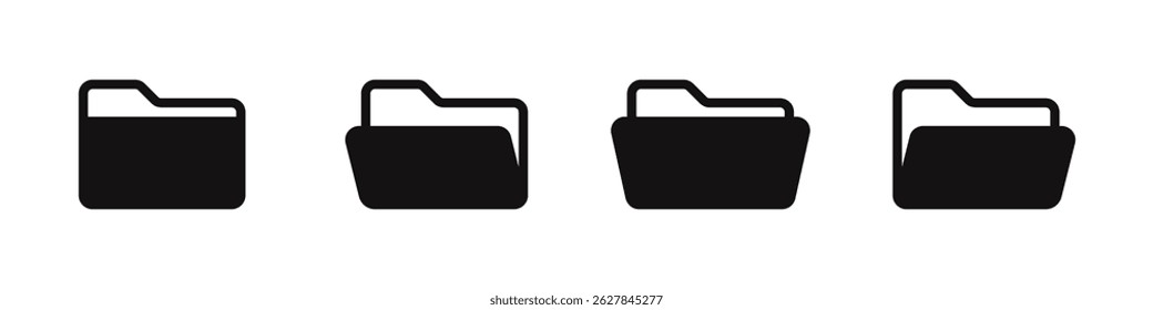 File folder icon set. Document binder symbol collection. Vector illustration.
